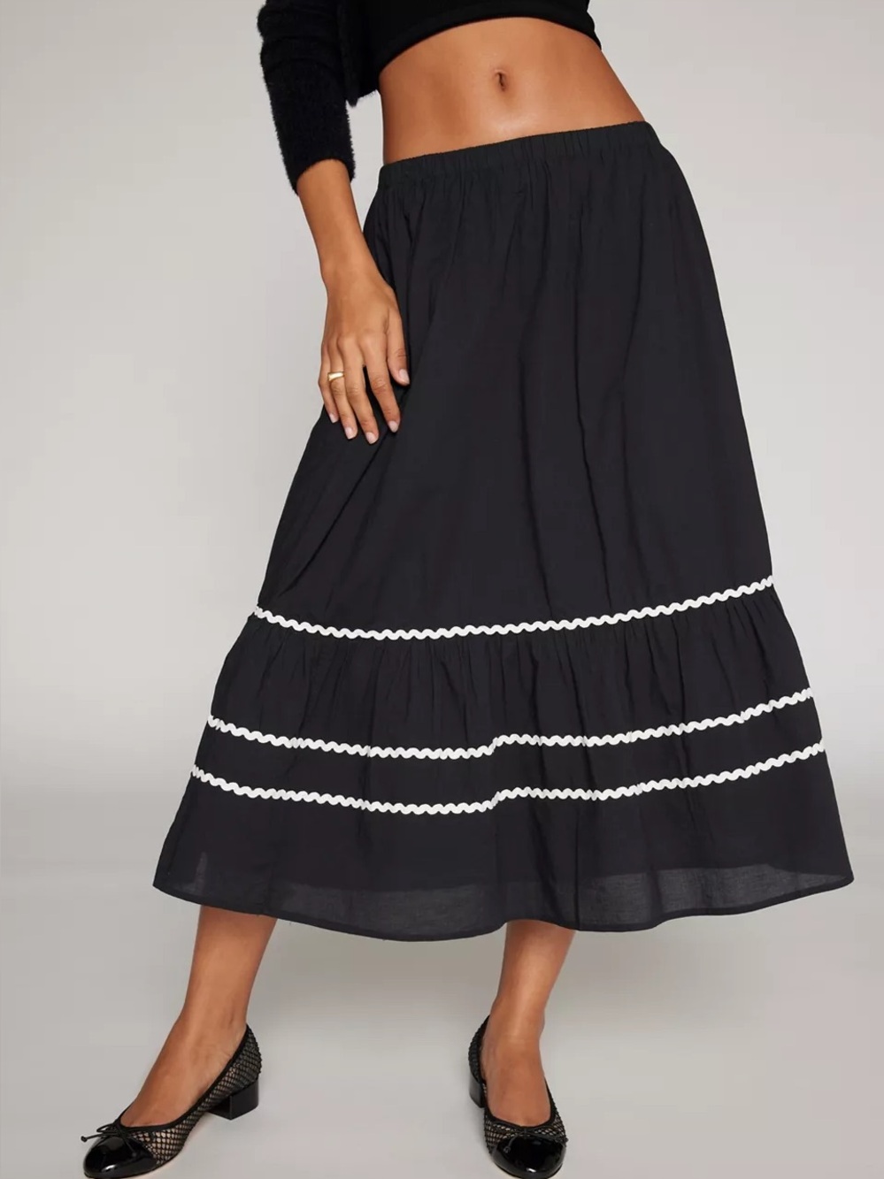 Kimchi Blue Mariana Tiered A-Line Midi Skirt